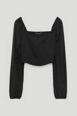CLOCKHOUSE - cropped blouse - polka dot