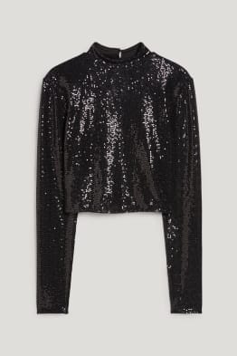 CLOCKHOUSE - Crop Langarmshirt - glänzend