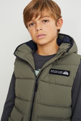 Quilted gilet with hood - recycled