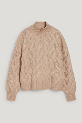 Jumper - recycled - cable knit pattern