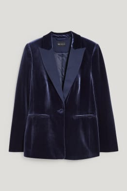 Velvet blazer with shoulder pads - recycled