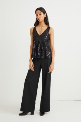 Stoffhose - High Waist - Wide Leg - recycelt