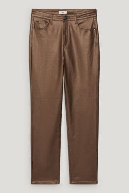 Stoffhose - High Waist - Straight Fit - glänzend