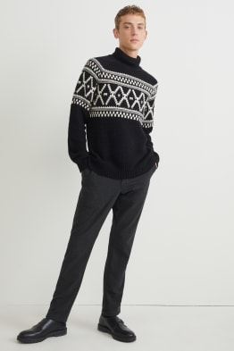 Trousers - tapered fit - flex - LYCRA® - recycled - check