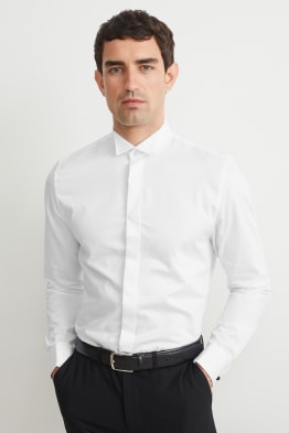 Camisa de esmoquin - slim fit - cuello con picos - de planchado fácil