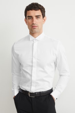 Chemise de smoking - slim fit - col cassé - facile à repasser