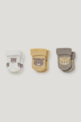 Pack de 3 - leopardos - calcetines con dibujo para bebé - invierno