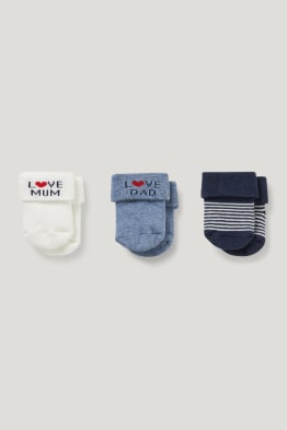 Multipack of 3 - Mom and Dad - baby socks with motif - winter
