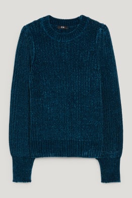 Sweter z szenili - materiał z recyklingu