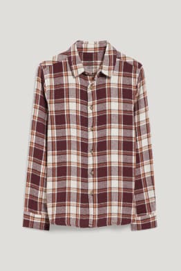 Chemise - genderneutral - coton bio - à carreaux