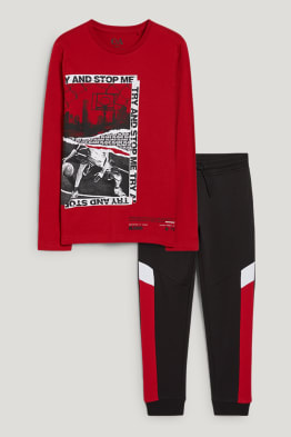 Set - maglia a maniche lunghe e pantaloni sportivi - 2 pezzi