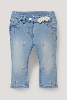 Jeans bebeluși - cu flori
