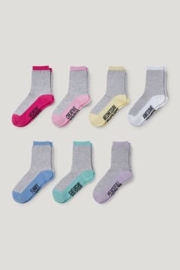 Multipack of 7 - lettering - socks with motif
