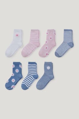 Multipack 7er - Blumen und Streifen - Socken mit Motiv