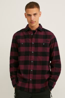 Chemise en flanelle - regular fit - col kent - à carreaux