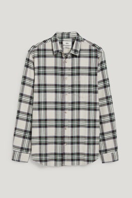 Cămașă din flanel - regular fit - guler Kent - în carouri