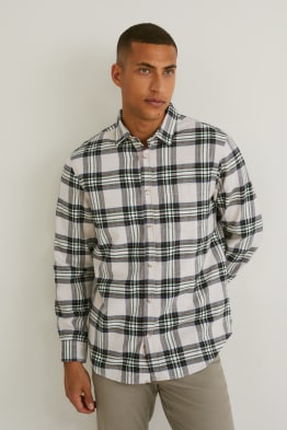 Cămașă din flanel - regular fit - guler Kent - în carouri