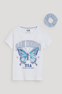 Set - Kurzarmshirt und Scrunchie - 2 teilig