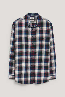Chemise - coupe droite - col kent - à carreaux