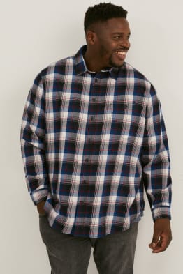 Chemise - coupe droite - col kent - à carreaux