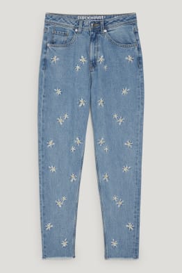 CLOCKHOUSE - slim jeans - vita alta - a fiori
