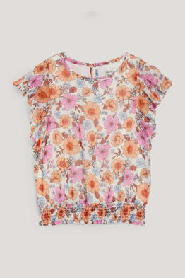 Blouse van chiffon - gebloemd