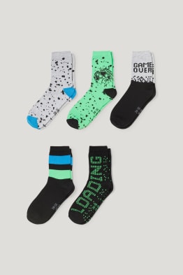Set van 5 paar - gaming - sokken met motief