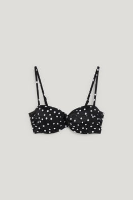 Bikini-Top mit Bügel - Bandeau - wattiert - gepunktet