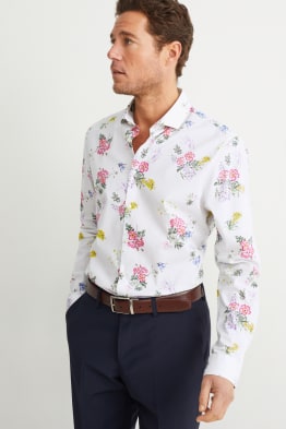Koszula biznesowa - slim fit - kołnierzyk włoski - dobrze się prasuje