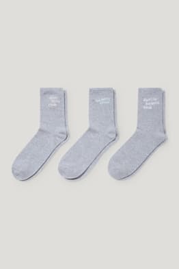 Confezione da 3 - calze con motivo - scritta