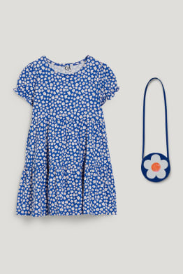 Souprava - šaty a taška - 2dílná - s květinovým vzorem