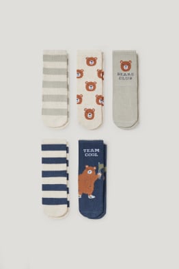 Lot de 5 paires - oursons - chaussettes pour bébé à motif