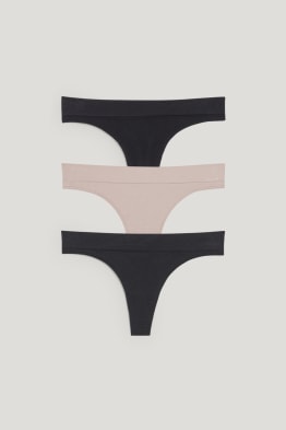 Wielopak, 3 szt. - stringi - bezszwowe - LYCRA®