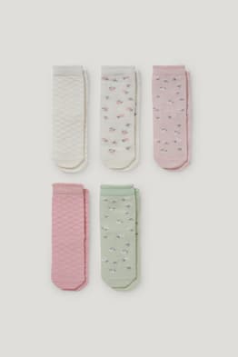 Multipack of 5 - flowers - socks with motif