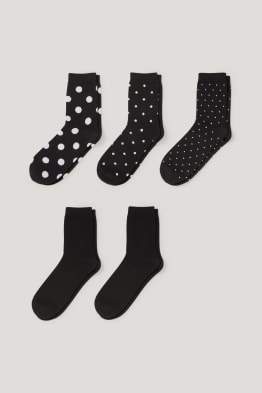 Set van 5 paar - sokken - met biokatoen - met stippen