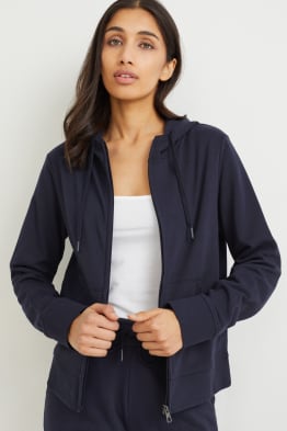 Basic zip-through sweatshirt with hood - organic cotton