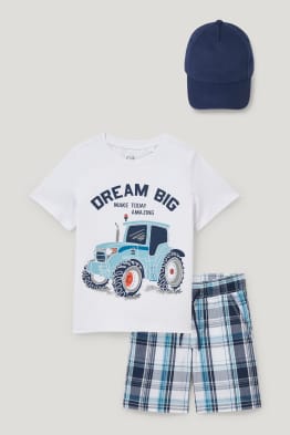 Set - Kurzarmshirt, Shorts und Cap - 3 teilig
