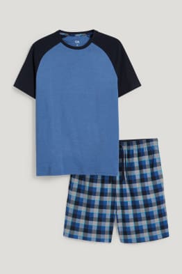 Shorty-Pyjama mit Flanellhose