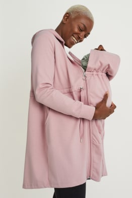 Maternity zip-through sweatshirt with hood and baby pouch