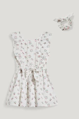 Set - rochie și elastic de păr - 2 piese - cu flori