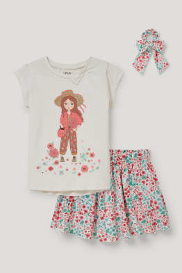 Set - T-shirt, rok en scrunchie - 3-delig