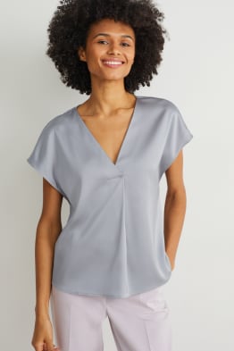 Satijnen blouse - met gerecycled polyester