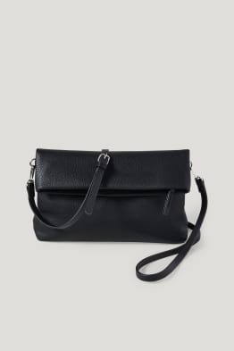 Clutch with detachable bag strap - faux leather