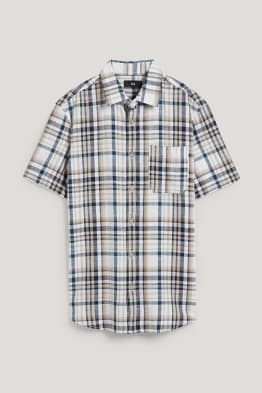 Camicia - regular fit - collo all'italiana - a quadretti