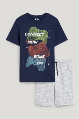 Set - Kurzarmshirt und Sweatshorts