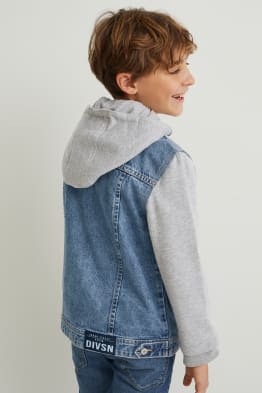 Denim jacket with hood