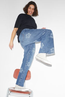 CLOCKHOUSE - Wide Leg Jeans - High Waist - geblümt