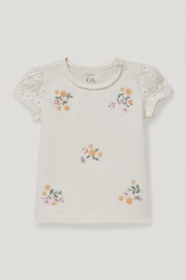 Tričko s krátkým rukávem pro miminka - s květinovým vzorem