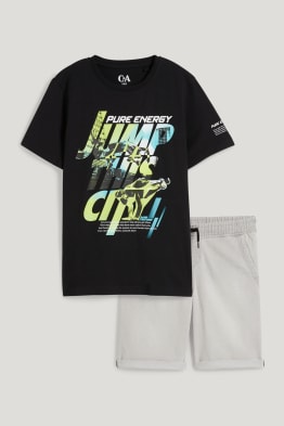 Mărimi extinse - set - tricou cu mânecă scurtă și pantaloni scurți - 2 piese