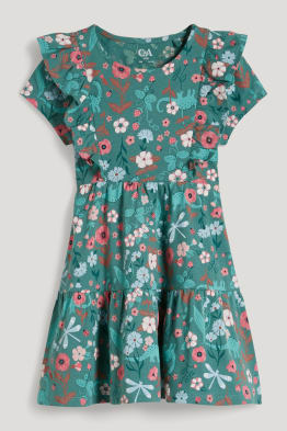 Set - jurk en scrunchie - 2-delig - gebloemd